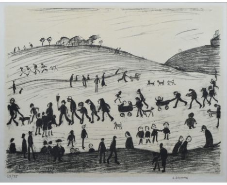 Laurence Stephen Lowry R.A. (British, 1887-1976), "A Hillside", signed and numbered 29/75 in crayon in the margin, published 
