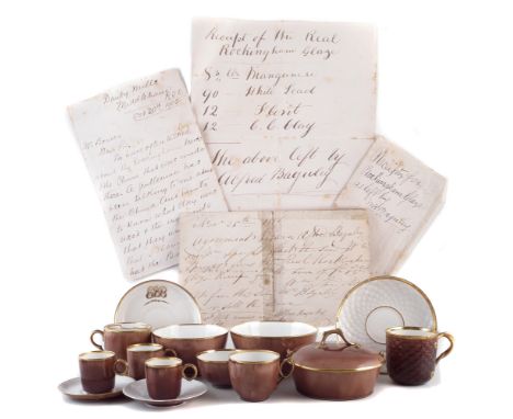 Fascinating collection of Rockingham Pottery paperwork and a collection of related Rockingham brown glaze ware circa 1842 , t