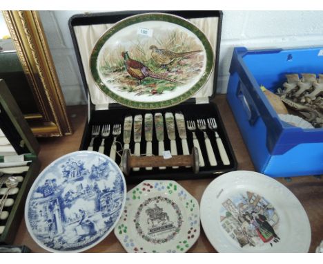 A selection flatware and decorative ceramic plates including early 19th century Prattware plate 