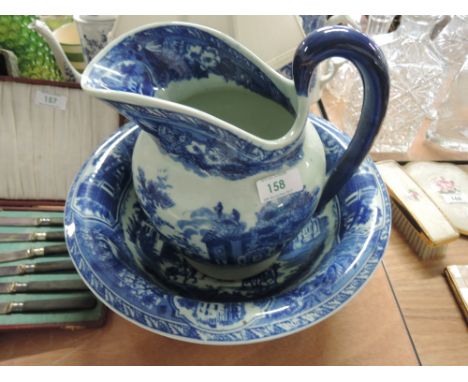 A selection of vintage ceramic wash jug and bowl set by Iron Ware in the Victoria pattern