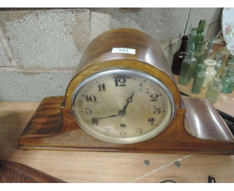 A treen wood bodied Victorian Edwardian mantle clock R . Mc Dowell Belfast