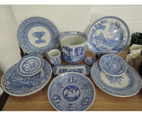 A selection of vintage ceramics blue and white delft style wares Spode etc