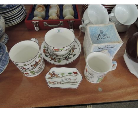 A selection of ceramics by coalport in the Hunting Scene series etc