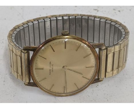 A gent's Favre-Leuba Geneve manual wind wristwatch on an expanding strap initialled to the back Mr W H White Location:If ther