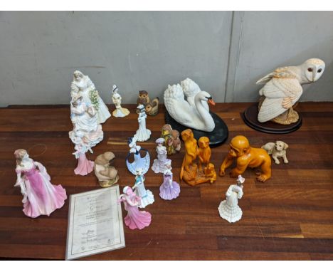 Coalport and Worcester figures to include Grace, model animals, The Royal Swan, Franklin Mint barn owl and othersLocation:If 
