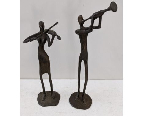 Two bronzed figures depicting a violin and trumpet playerLocation:If there is no condition report shown, please request