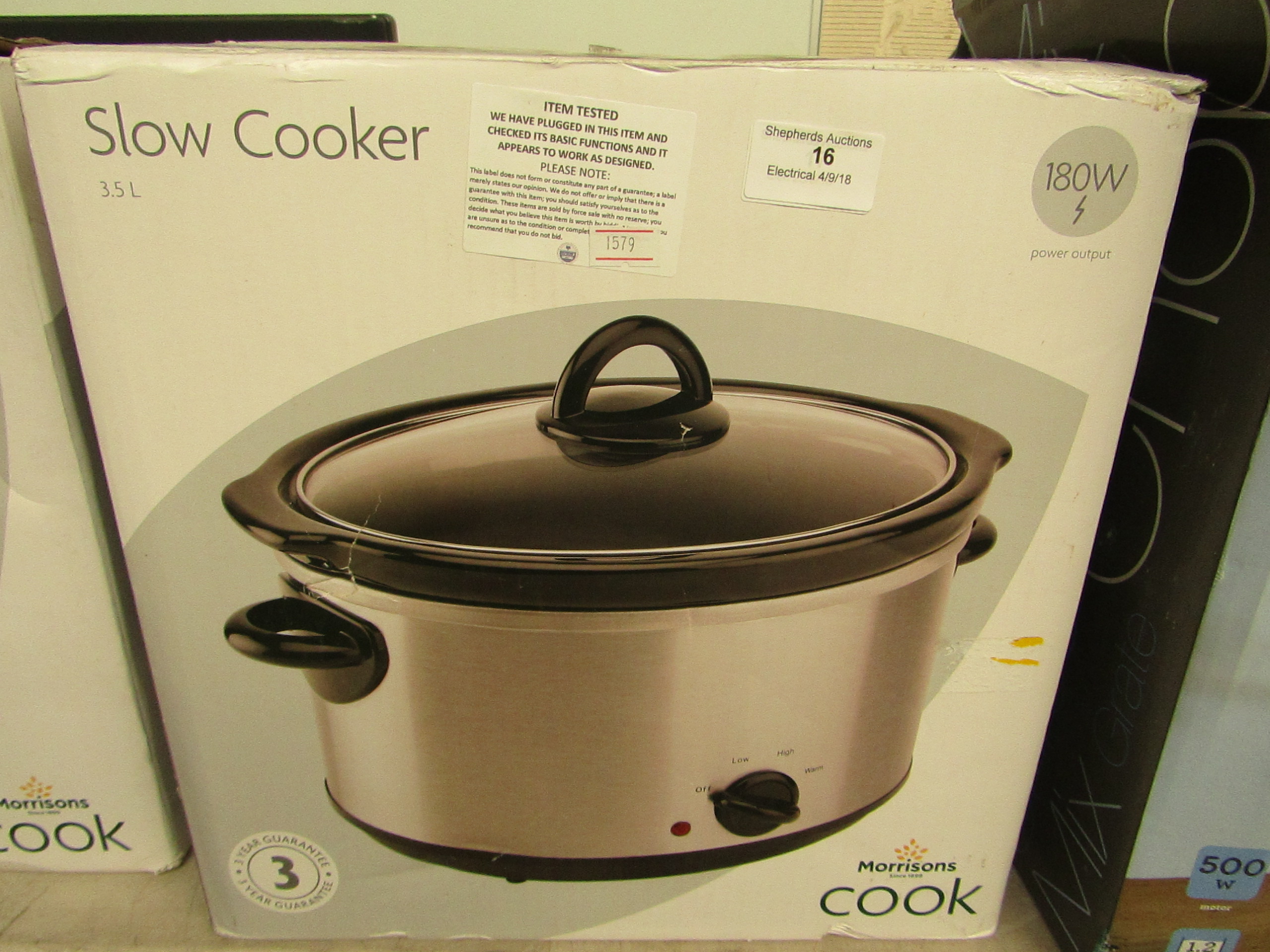 Morrisons 3.5L slow cooker, tested working and boxed.