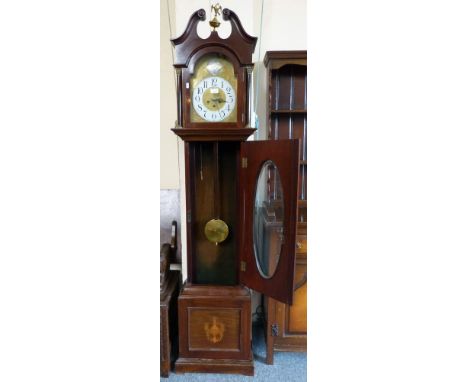 Westminster Chime longcase clock, bearing Tempus Fugit on the dial