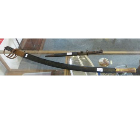 Mark One bayonet, pattern 1888 with Mark One steel mounted scabbard, together with an Indian sabre 
