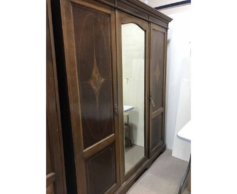 VICTORIAN MAHOGANY INLAID WARDROBE