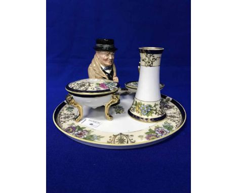 NORITAKE DRESSING TABLE SET, DOULTON TOBY JUG OF CHURCHILL, AND AN ART DECO VASE along with other decorative ceramics 