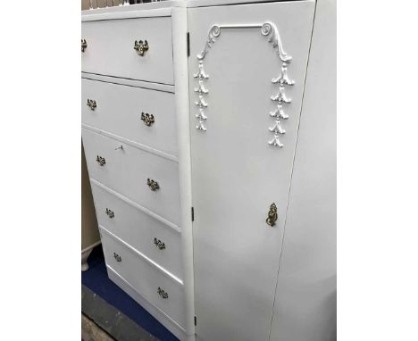 WHITE PAINTED CONTINENTAL WARDROBE CHEST