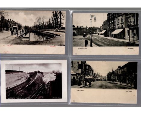 Herts collection, Watford x 2 street scenes, the Pond, The Tunnel all animated bw printed; Ware High Street x 2 animated RPs 
