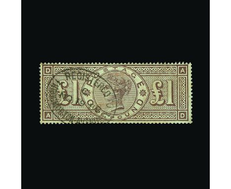 Great Britain - QV (surface printed) : (SG 186) 1888 Orbs £1 brown-lilac, AD, centred slightly to NW, small light traces of c