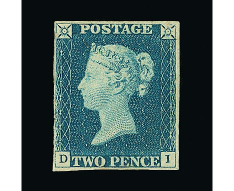Great Britain - QV (line engraved) : (SG 5) 1840 2d blue, plate 1, I, missing right leg to 'I', 4 small margins but just rubb