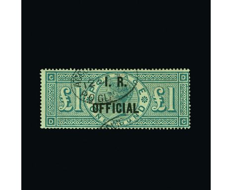 Great Britain - Officials : (SG O16) 1887-92 INLAND REVENUE £1 green, DC, centred to SE, light ACCOUNT BRANCH/P.O. GLASGOW ov