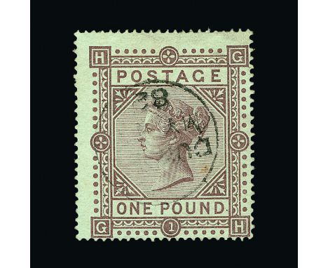 Great Britain - QV (surface printed) : (SG 129) 1867-83 wmk Cross £1 brown-lilac, GH, off-centre to SE, light cds, excellent 