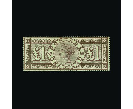 Great Britain - QV (surface printed) : (SG 186) 1888 Orbs £1 brown-lilac, QB, good colour, light diagonal creases do not affe