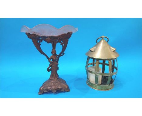 An Art Nouveau Taza and a brass lantern