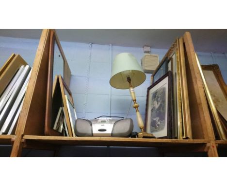 Lamp, mirror and various prints