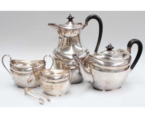 A Silver Four-Piece George V Silver Tea-Service, by Atkin Brothers, Sheffield, 1915, each piece in the George III style, tape