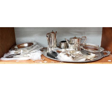 A Collection of Assorted Silver Plate, including a four-piece Victorian silver-plate tea-service; a similar oval tray; assort