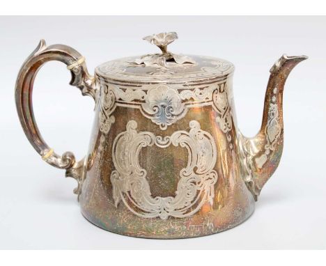 A Victorian Silver Teapot, by Edward, Edward, John and William Barnard, London, 1845, tapering cylindrical and engraved with 