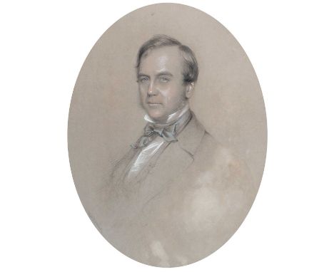 George Browning (19th Century)Head and shoulders portrait of gentleman, in blue silk bow tieHead and shoulders portrait of a 