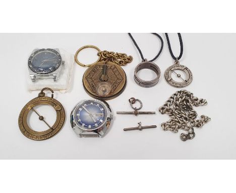 Silver chain, pocket sundial and other items (1 box)&nbsp;