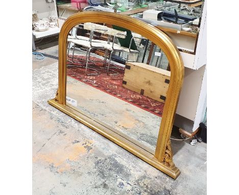 Modern gilt framed overmantel mirror
