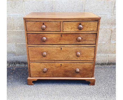 Mahogany chest&nbsp;of two short over three long drawers, the rectangular top with applied moulded edge, the whole raised on 