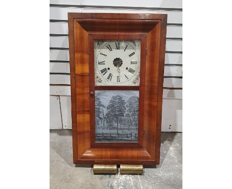 American 36-hour weight-driven wall clock by Seth Thomas, Conn., the square painted dial with Roman numerals, in two-glass ma
