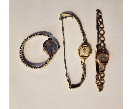 Lady's Rotary gold-plated wristwatch on expanding link chain and two further lady's wristwatches (3) 