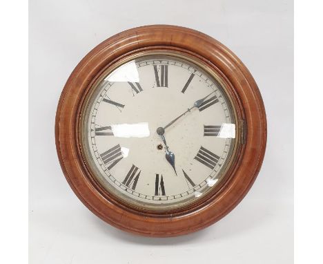 Large circular wall clock, painted metal dial in moulded&nbsp;mahogany case (no pendulum) (82cm)Condition ReportNot currently