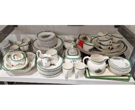 Spode 'Christmas Tree' pattern part dinner and tea wares&nbsp;to include assorted plates, side plates, teacups, teapot, etc (