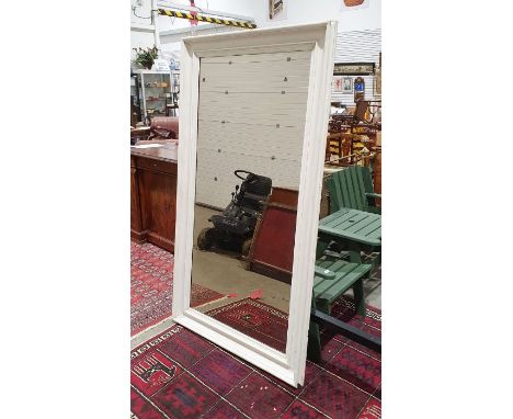 Large white painted wooden framed rectangular wall mirror, height 176cm, width 96cm