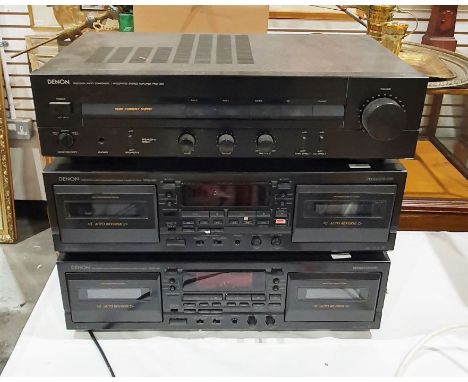Denon PMA-320 integrated stereo amplifier, serial no.9022402136, a Denon DRW-585 double cassette deck, serial no.0107605788 a
