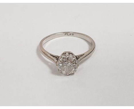 Platinum and solitaire diamond ring, the stone approx. 0.8ct&nbsp;Condition ReportSeveral black spots/inclusions in diamond. 