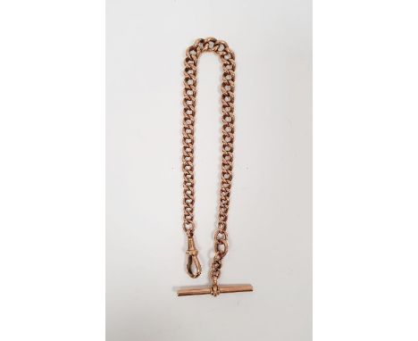 9ct gold albert watch chain, 26.5g, approx.&nbsp;Condition ReportLight surface scratches, accretions. Clasps are working, gen