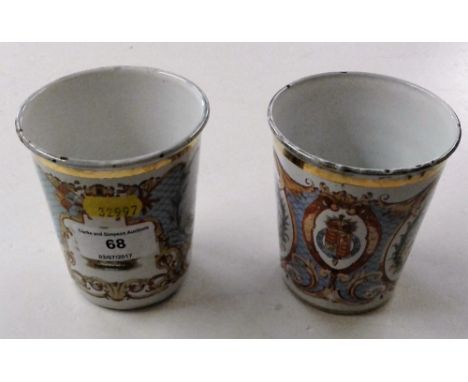 Two late 19th / early 20th Century enamel commemorative beakers