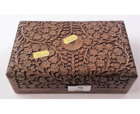 An Indian sandalwood trinket box and cover