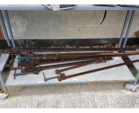 Collection of metal sash clamps to include Record