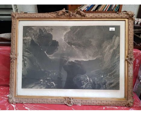 Print of "The  great day of his wrath" by John Martin in a decorative gilt frame