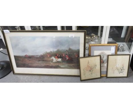 Pair of prints of the Blue and Royals on horseback along with a hunting print and others