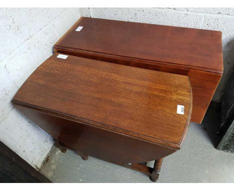 Oak gate legged table along with a mahogany drop side table