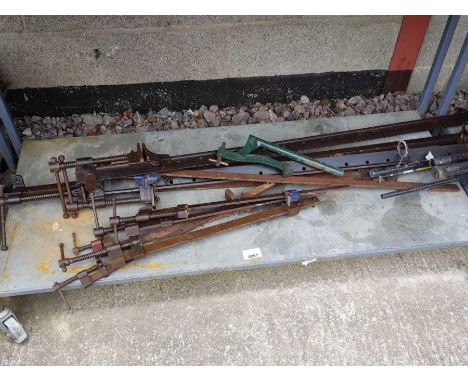 Collection of metal sash clamps to include Record