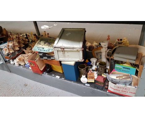 Mid century style ceramic cat, Wedgwood china, Royal Albert "Old Country Roses" trinket boxes &amp; other items