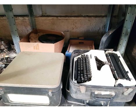 Erika cased typewriter along with a Garrard record player, music sheets &amp; records