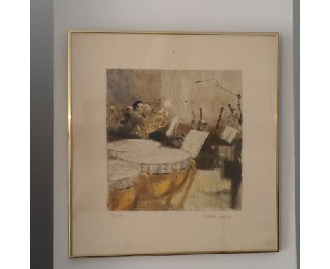 A Lithograph by Bernard Dunstan of an orchestra scene. Artist proof 16/20 H55cm W52cm