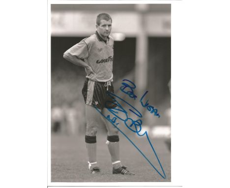 Steve Bull 9x7 signed b/w photo. Stephen George Bull, MBE (born 28 March 1965 in Tipton, Staffordshire) is an English former 